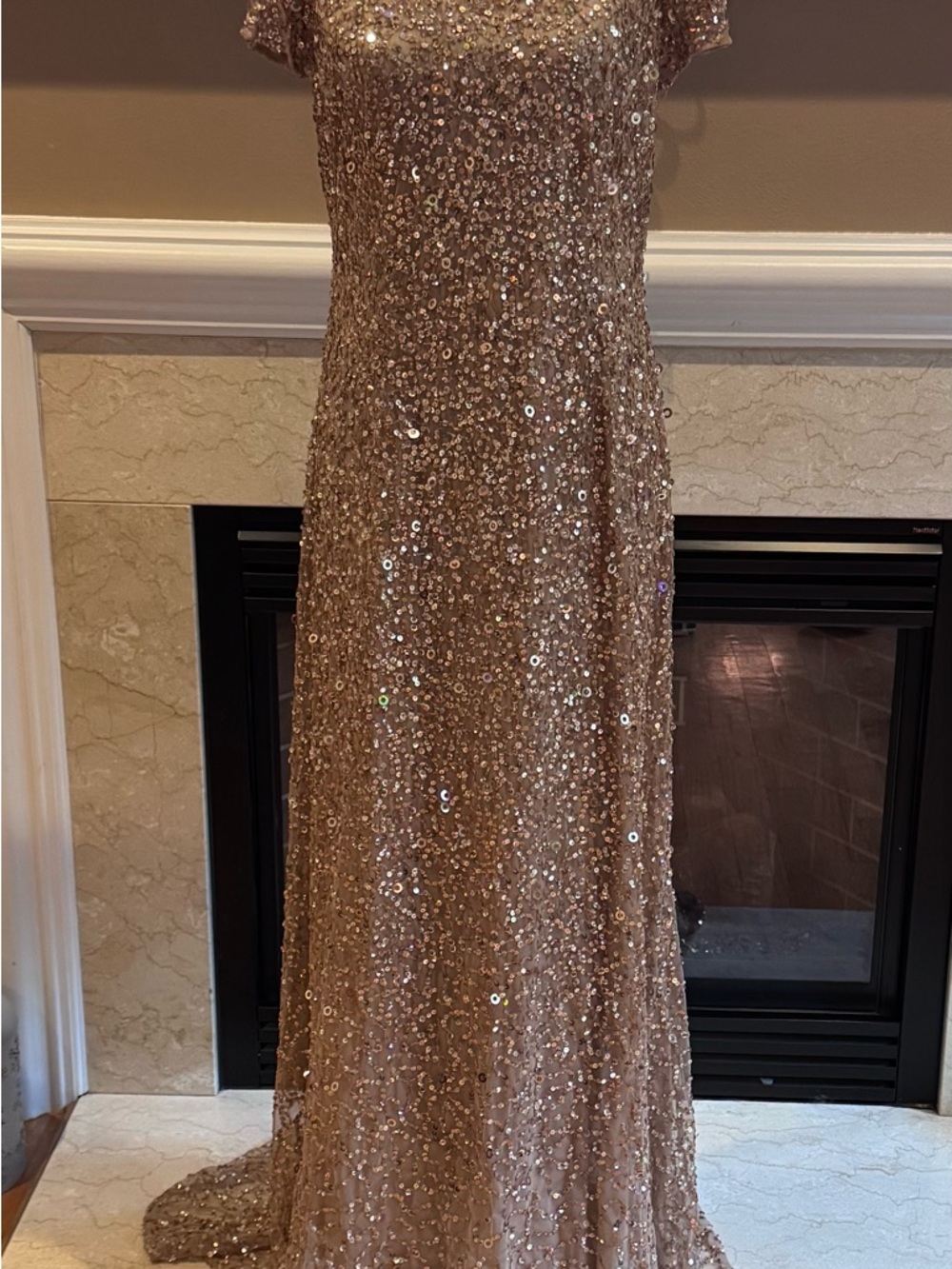 Adrianna Papell Rose Gold Sequin Formal Dress